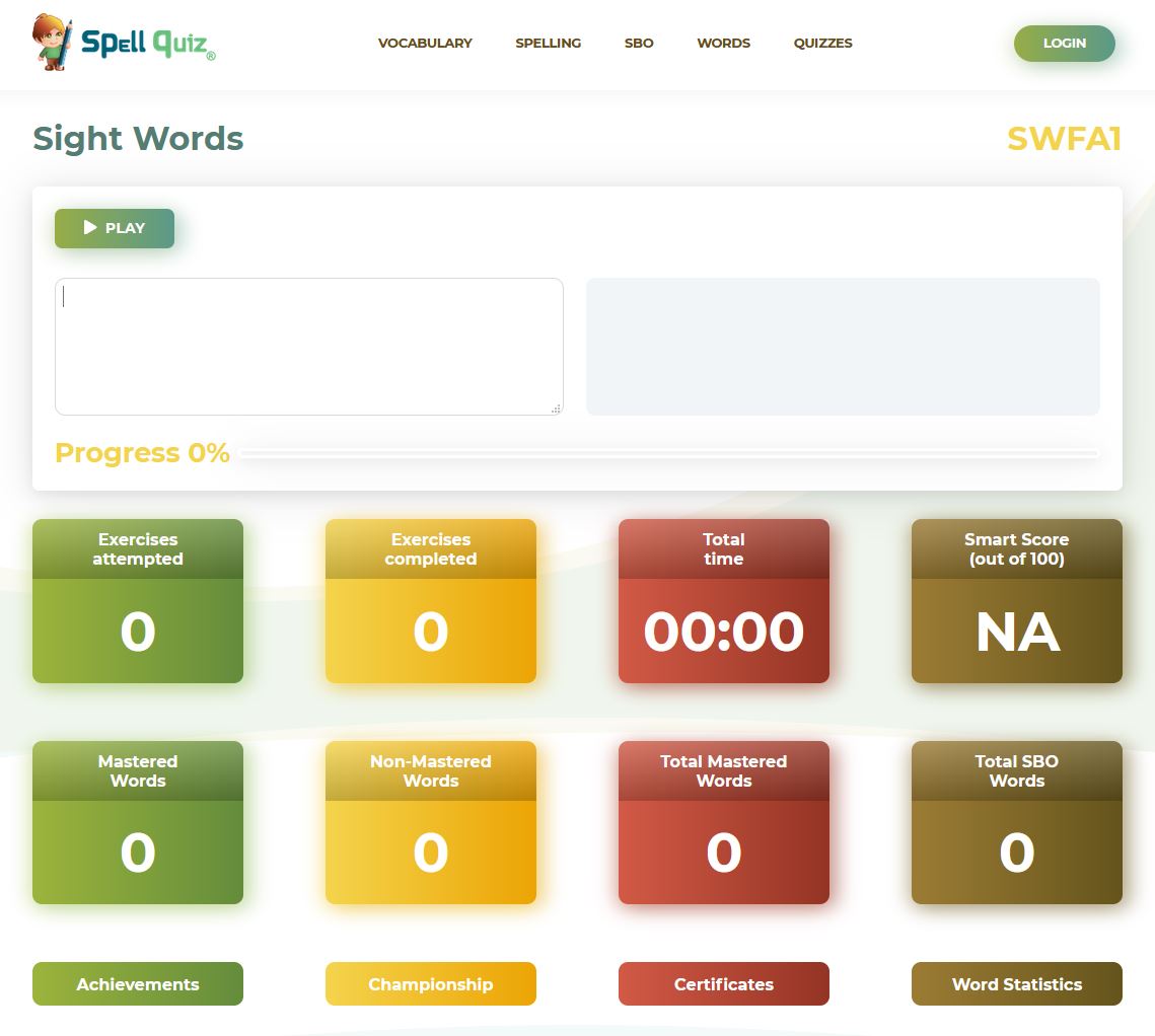 Spelling Test Dashboard SpellQuiz