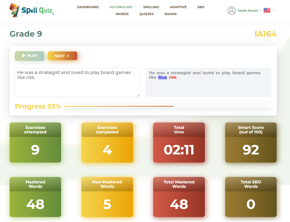 spellquiz features