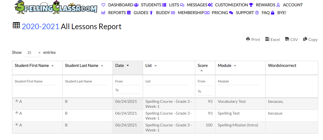 spelling classroom review